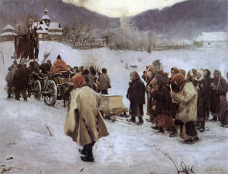 《胡楚尔人的葬礼》，特奥多尔·阿克森托维奇画，1882年，布面油画，86 x 115厘米，私人收藏